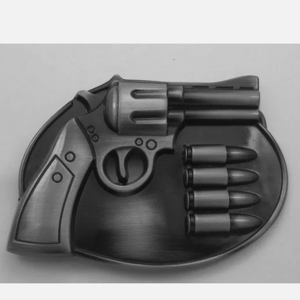 6 shooter pistol belt buckle
